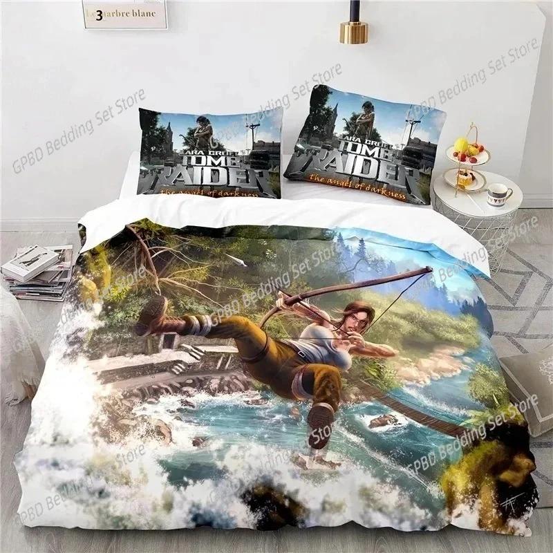 Comforter 3D Print Game Tomb Raider Bedding Set Bedroom Soft Modern S Comefortable Kids And