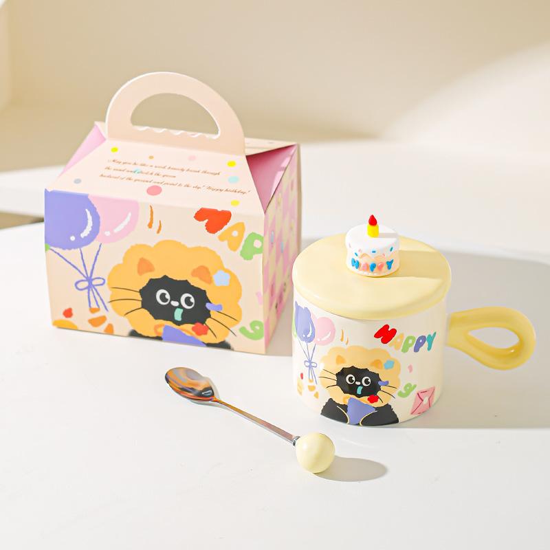 Cute Cartoon Cat Ceramic Mug Couple Water Cup High Value Gift Box Souvenir Birthday Gift Breakfast Cup