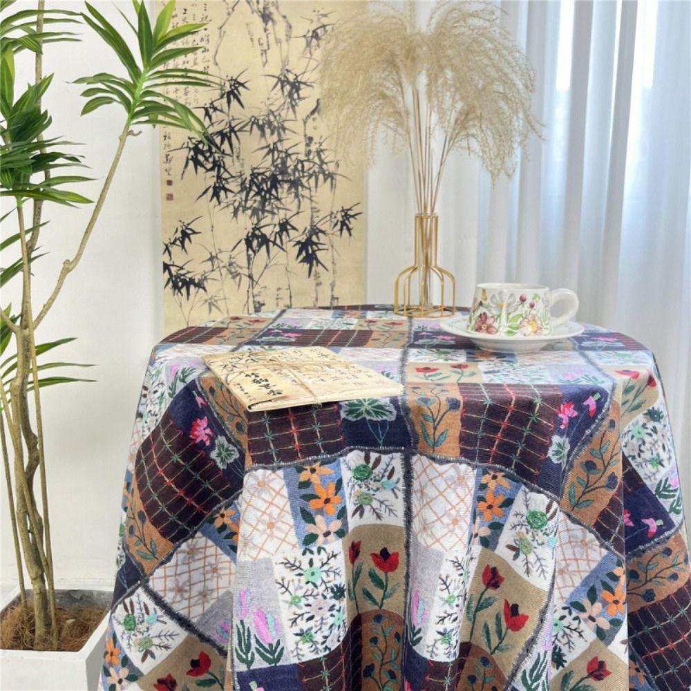 Chinese Style Printing Coffee Table Cover Vintage Picnic Mat Wedding Decor Floral Table Cloth Home