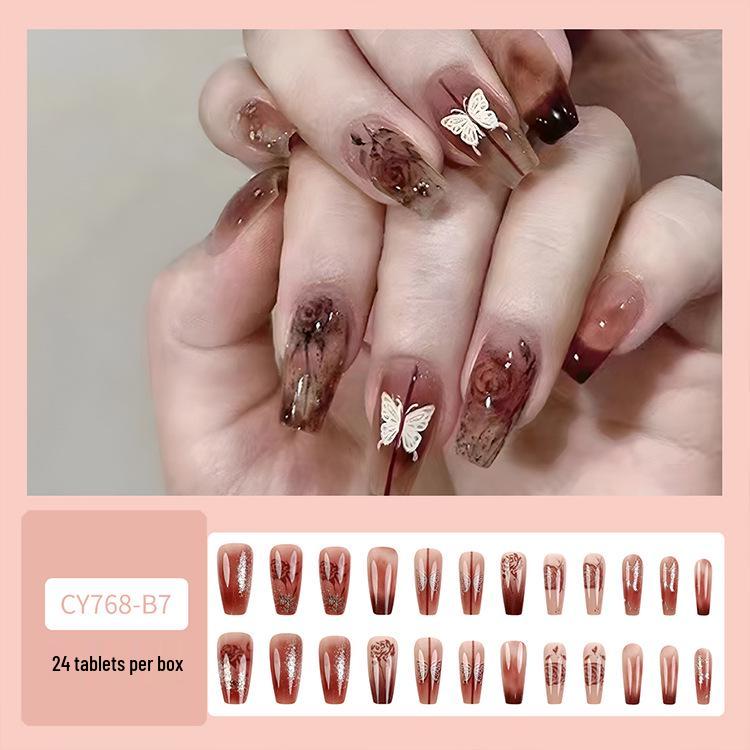 Spring & Summer Short Style White Nail Tip Stickers - Finished Product