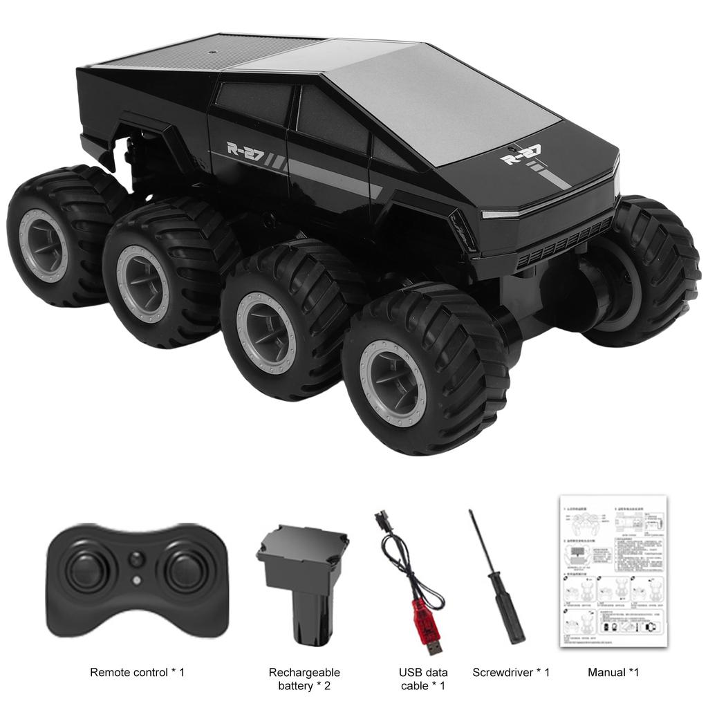 2.4G RC Truck, Remote Control Car for Kids, Water and Land All Terrain Toy, 360 degrees  Rotating 8WD Off Road Vehicle,