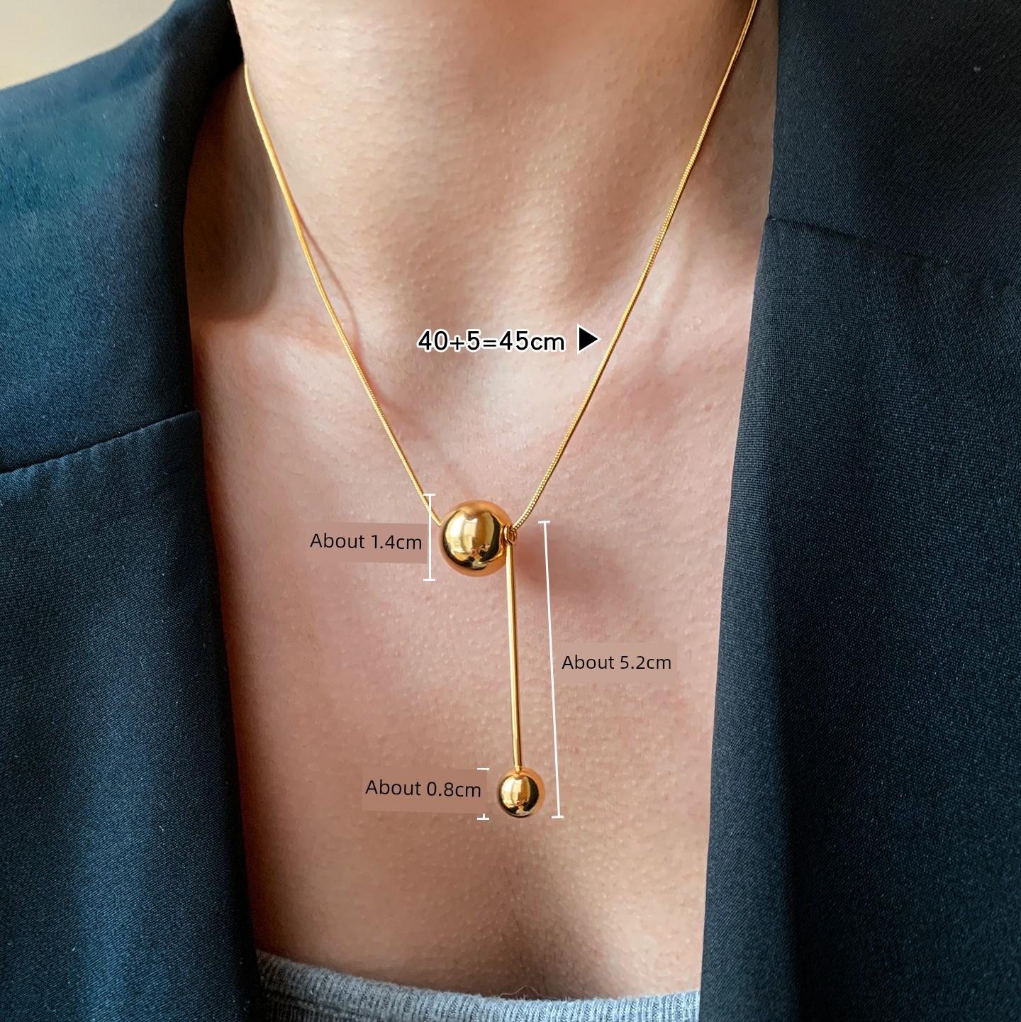 

Fashion Gold & Small Ball Pendant Necklace Women s Accessories Fancy Light Luxury and Simplicity Everyday Joker Elegant Sweater Chain Metal Ball Necklace