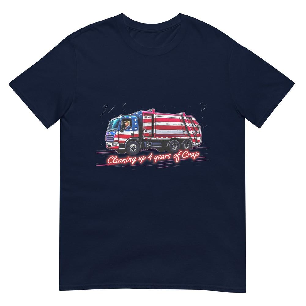 Cleaning Up 4 Year Of Crap Funny Trump Garbage America Flag TShirt S