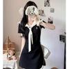 Summer New Design Sense Age Reduction Waist Thin Skirt French Sweet College Style Navy Collar Dress Women