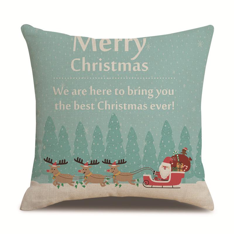 

Christmas Pattern Single-sided Pillowcase Living Room Linen Car Pillowcase Sofa Pillowcase Bedside Cushion Cover 45 * 45Cm without pillow core