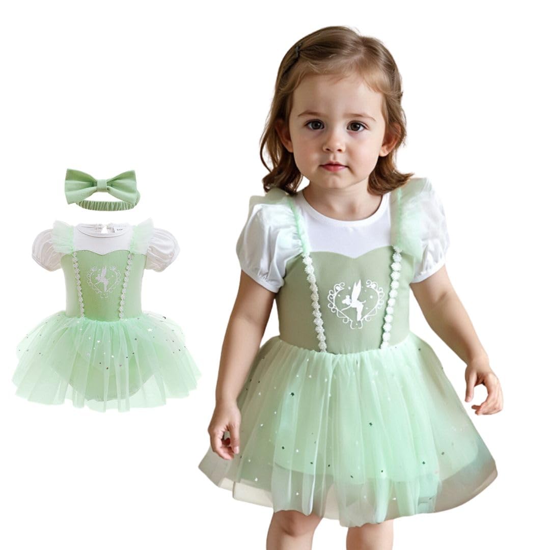 [MANA PRINCESS] Baby Dress, Baby Princess Dress, Romper, Baby Clothes, Infant, Child, Kids, Short-Sleeved Dress, Princess Dress, Peppermint, XL