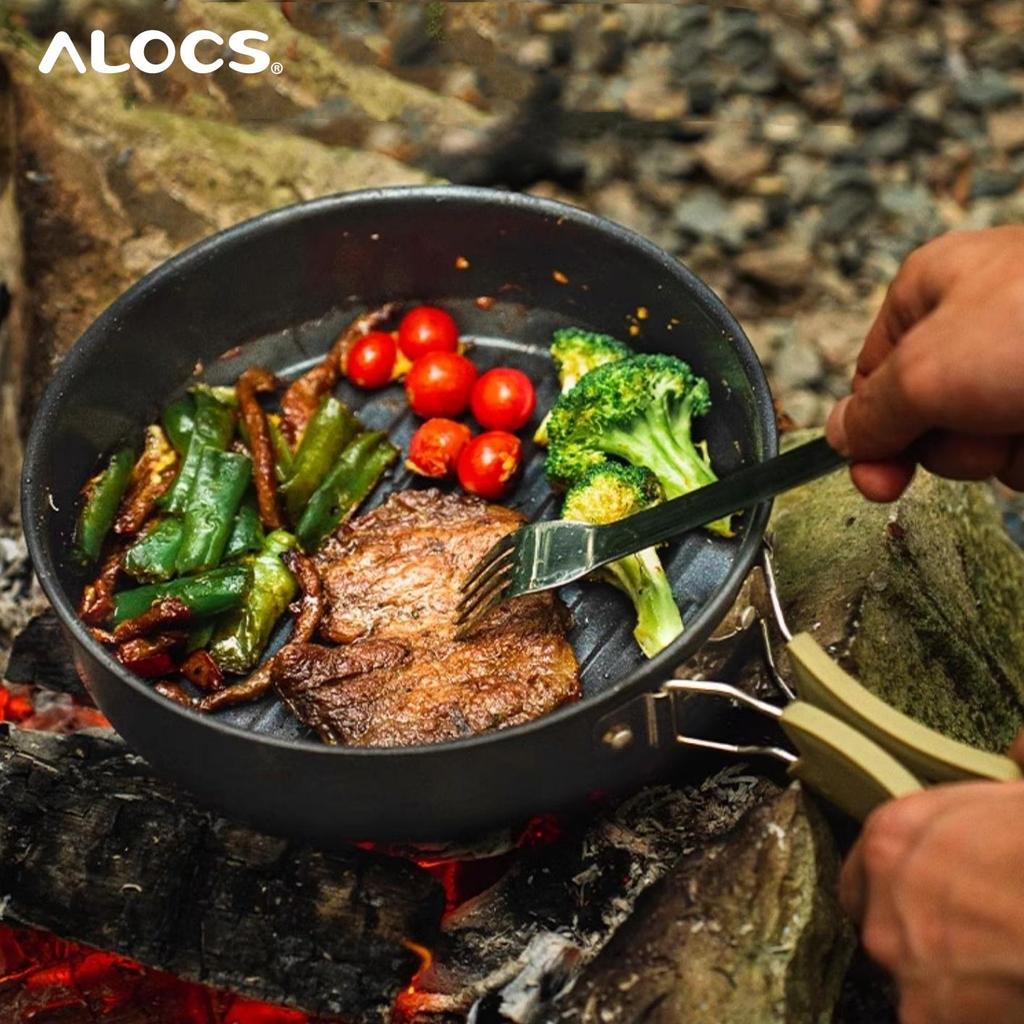 Alocs camping frying pan camping frying pan suitable for frying meat and grilling