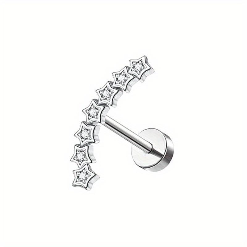 Florideco 1PC Stainless Steel Cartilage Stud Earrings for Women Opal Flat Back Earring Studs Lip Bar Nose Ear Piercing Jewellery