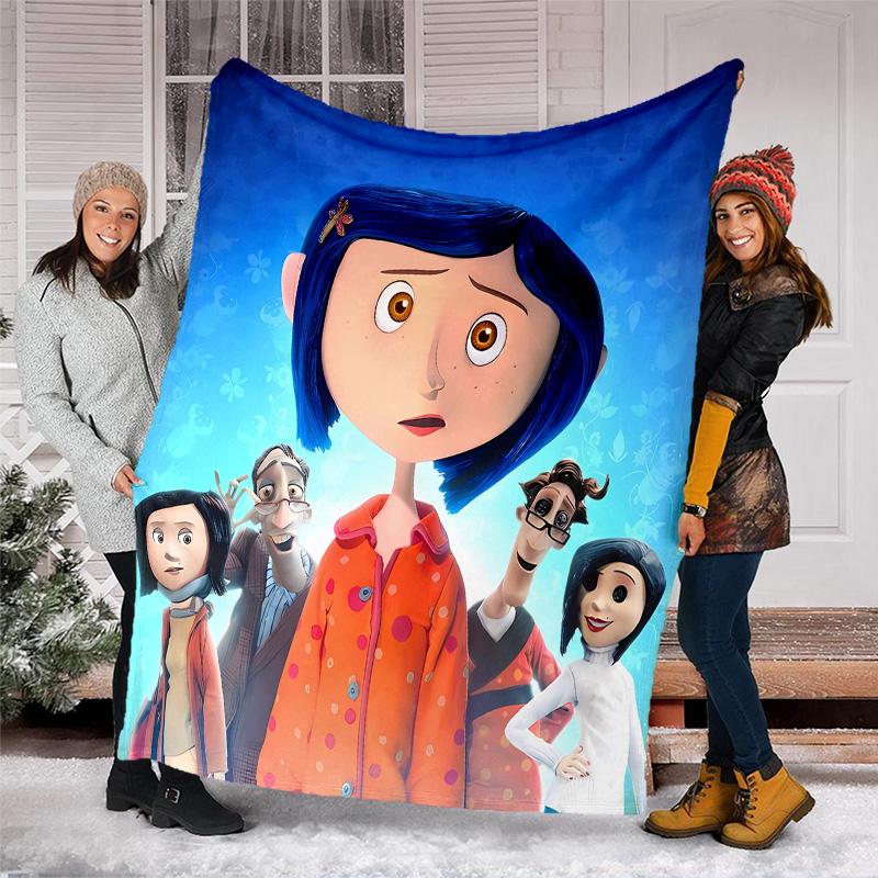 1pc Coraline2 Theme Blanket - Digital Print, Polyester, Cozy for All Seasons, Perfect for Outdoor, and Travel