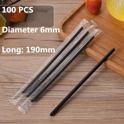 100pc/lot 1.2 cm big Disposable bubble tea straw milk tea milk juice plastic transparent 19/23cm Tea Fruit Drink Straws