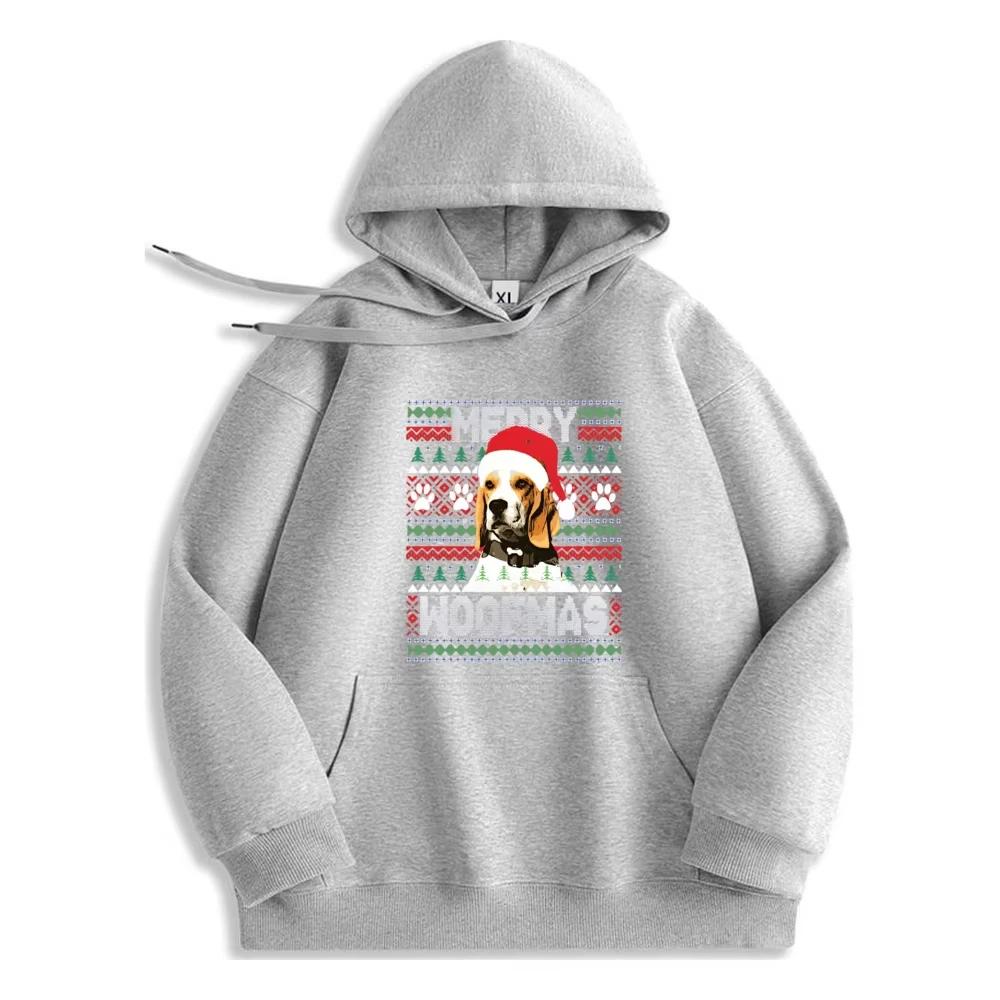 2025 Merry Woofmas Christmas Hoodie Beagle Graphic Tops Adult Luxury Men High Quality Polyester Fiber Sweatshirt Fashion Trend S