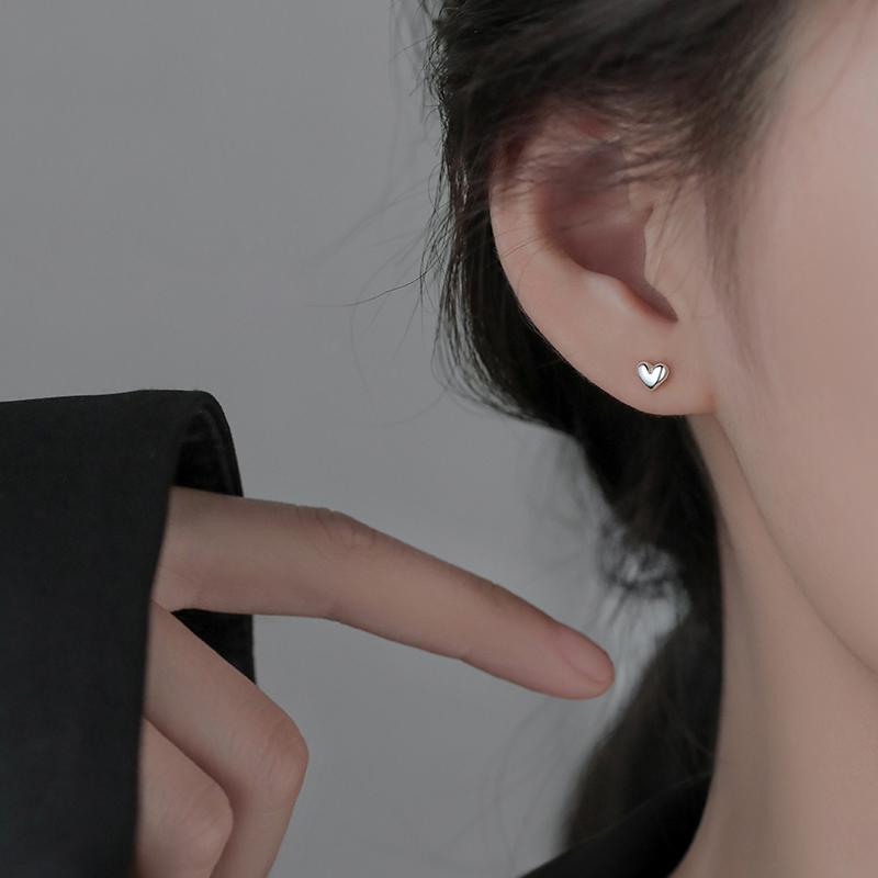 2024 New High-End S999 Sterling Silver Heart Earrings for Women