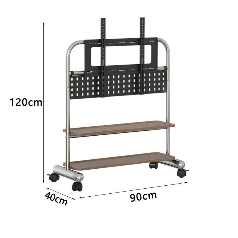 Stainless Steel Mobile TV Stand with Wheels for 43-75 Inch Screens, Ideal for Small Apartments, Bedrooms, and Living Rooms.