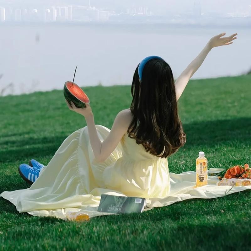 [Inner + Zipper] Gentle Wind Forest Super Fairy Yellow Suspender Dress Children's Summer Waist Long Dress