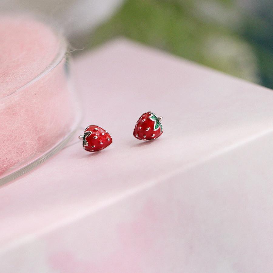 Mini Orecchini a Bottone Rossi a Forma di Fragola per Donna Minimalismo Temperamento Raffinato Brincos Iperbole Moda Gioielli da Festa