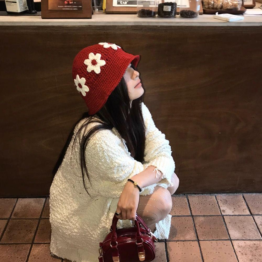 Korean Style Beanies Hat Handmade Bucket Hat Retro Women's Fisherman Hat  Girls