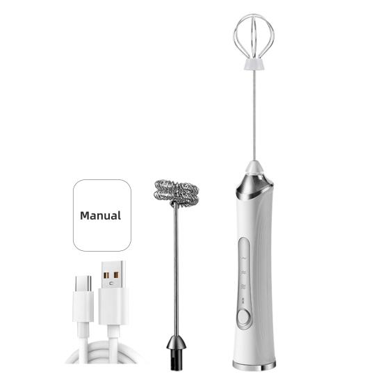 Electric Milk Frother Rechargeable Egg Beater 3 Speeds Wireless Egg Whisk Handheld Foam Maker for Latte Cappuccino