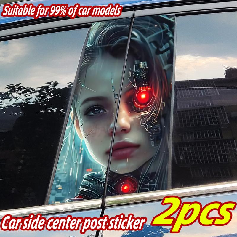Cyberpunk Mädchen Autoaufkleber Lustig Auto B-Säule Wasserdichte Dekoration DIY Abdeckung Autotüren Säule Sonnenschutz Aufkleber Zubehör