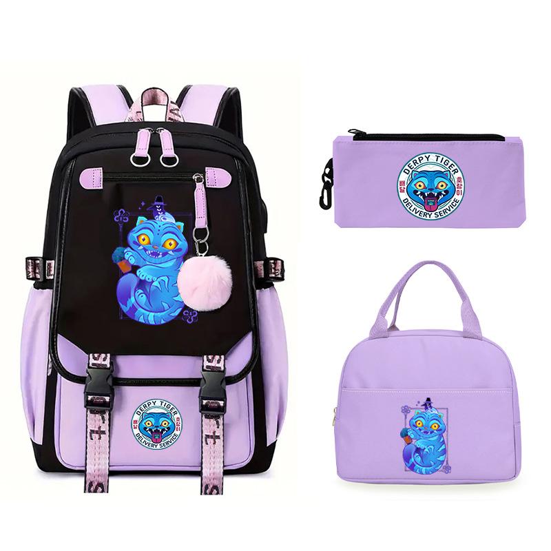 The Witch Hunter Girl Group Has the Same Peripheral Cartoon Korean Version Schoolbag Set, Cross-border Campus Trend, Primary and Secondary School