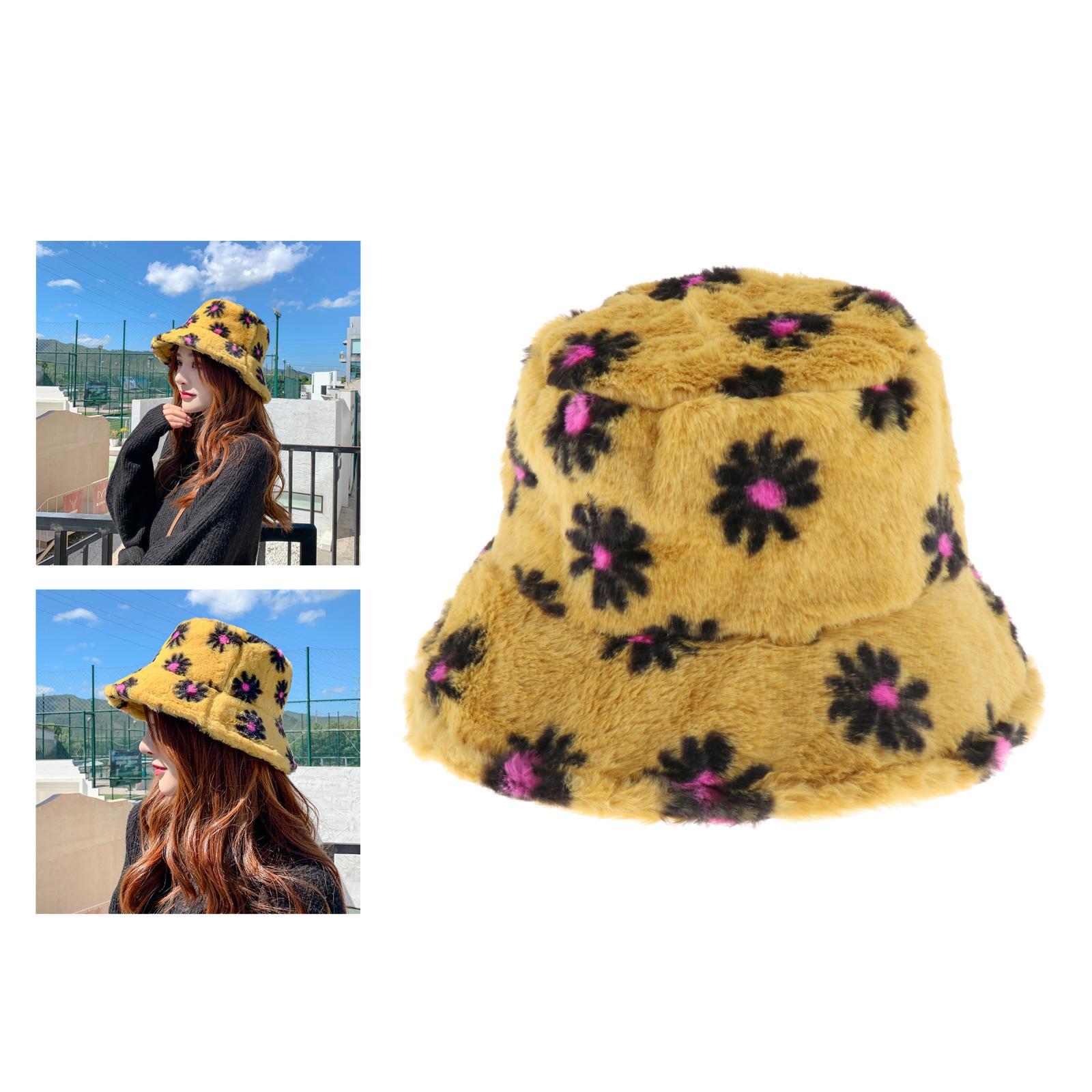 

Teens Girls Adults Women s Bucket Hat Faux Fur Fisherman Hat Fluffy Winter Warm Hat Wide Brim Fisherman s Caps жовтий