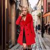 European and American Women's Autumn/Winter Korean Style Wool Coat with Big Fur Collar and Double-Breasted Casual Jacket.