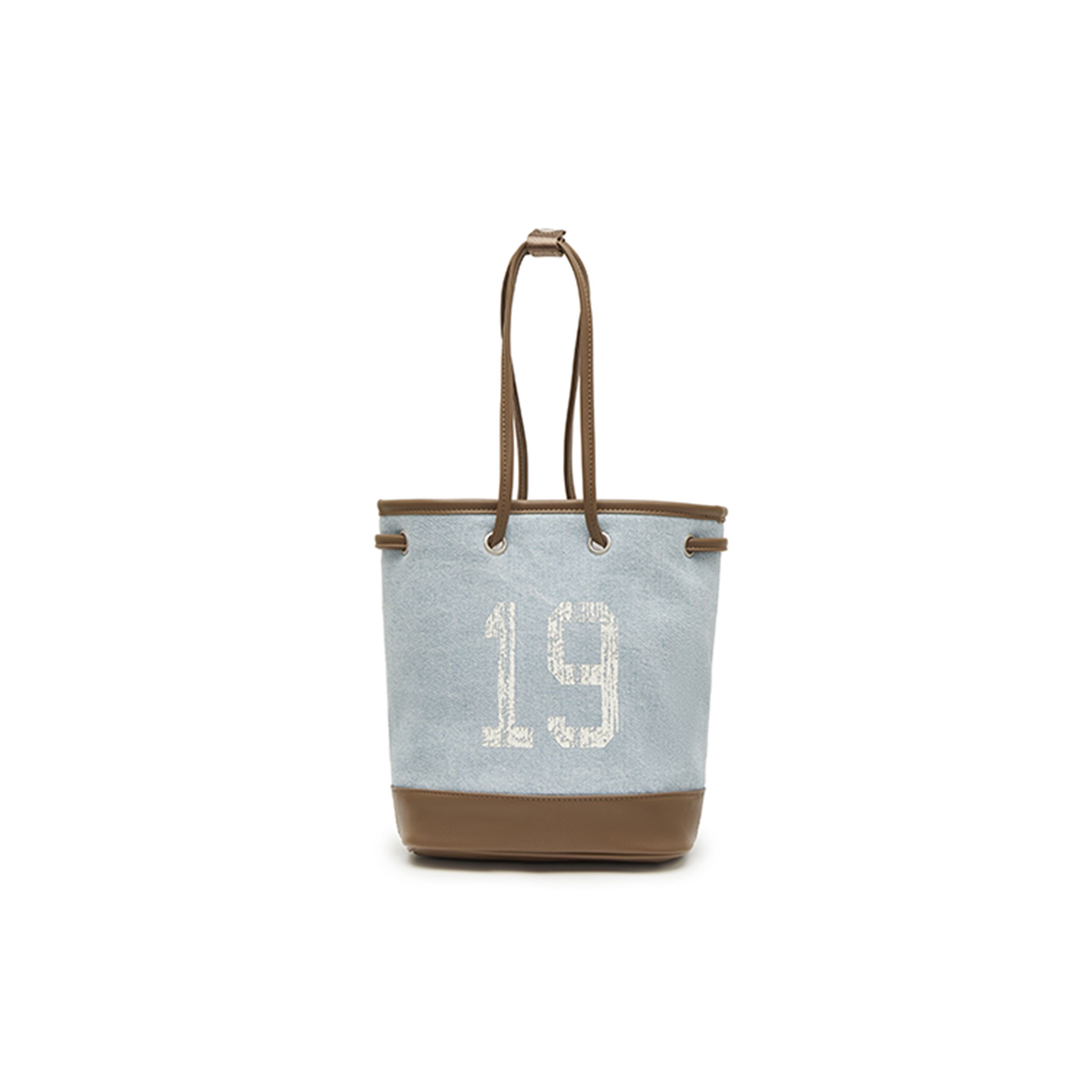 Champion FW24 1919 Bucket Bag Double-Sided Vintage Distressed Letter Print Pattern Splicing Denim Crossbody Bag Unisex bags U5AACPU26 Milk White/Navy