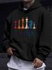American/European Style unisex Autumn/Winter Printed Hooded Long-Sleeve Sweatshirt, "for THINK" Chess Silhouette Print Hoodie, Smart and Cool Trend, S