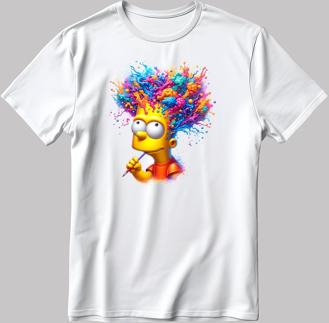 The Simpsons, Simpson Characters Short Sleeve White-Black Men s / Women F563 L