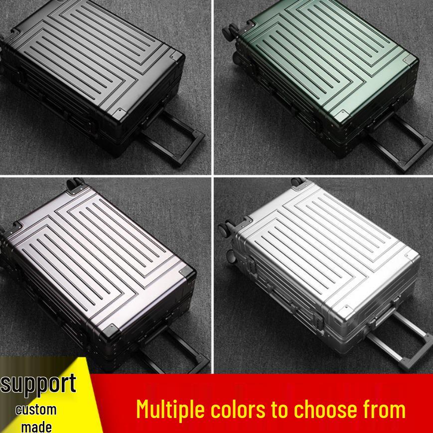 Manai Aluminum-Magnesium Alloy Trolley with Universal Wheels, Metal Luggage for Men, Women, Students, and Business Travel