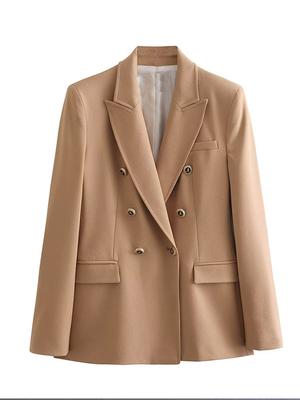 Ρετρό Γυναικείο Παλτό με Μακρυμάνικο V-neck Σταυρωτό Τσέπης Γυναικείο Μπουφάν Φθινόπωρο Χειμώνας Commuter Lady Outwear