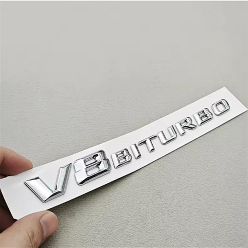 

ABS Chrome Logo V8 BITURBO Emblem Car Fender Side Badge Decal For Mercedes Benz AMG C63S C63 E63 G63 G500 Sticker Accessories