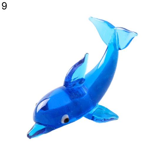 Dolphin Statue Clear Vivid Colorful Lovely Small Animal Glass Miniature Home Decoration
