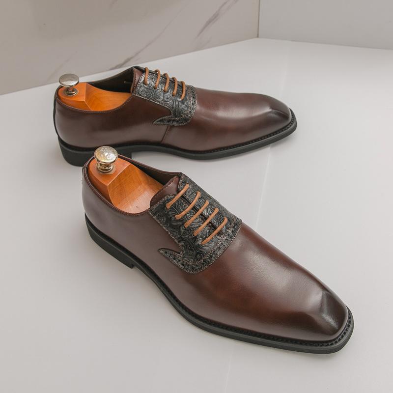 

Amazon large size leather shoes British men s business dress leather shoes pointed Oxford shoes men s wedding groom shoes 46