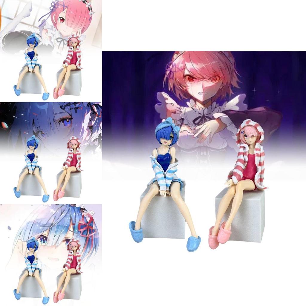 Adorable Pvc Anime Figurines Isekai Life Ram And Rem Cute Sleeping Beauty Toys