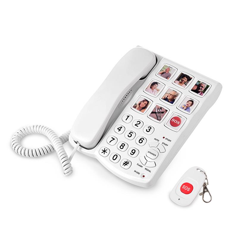 Elderly Wired Phone with One-Key SOS, Speed Dial, and Adjustable Volume