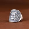 Retro Thai Silver Wide Band Wealth God Open Ring for Men and Women