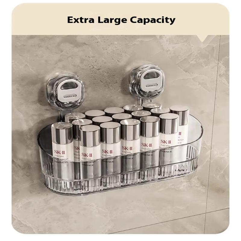 Raft de depozitare cu ventuză Fără găurire Transparent Auriu Baie Scurgere Raft Organizator Montat pe perete