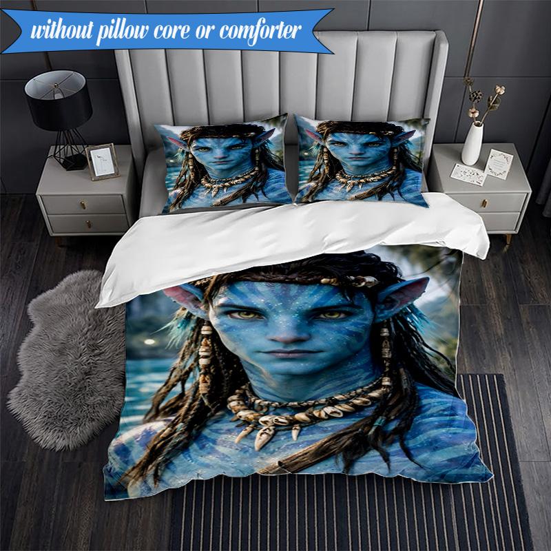 3-teiliges Ava-tar Abenteuer Bettwäsche-Set, Enthält 1 Stück Bettbezug und 2 Stück Kissenbezüge. Perfekt für Schlafzimmer, Wohnheim, Weihnachtsgeschenk für Fans