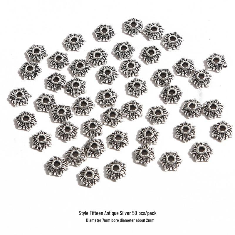 Handmade Antique Silver Flower Spacer Beads for DIY Bracelets & Hair Accessories