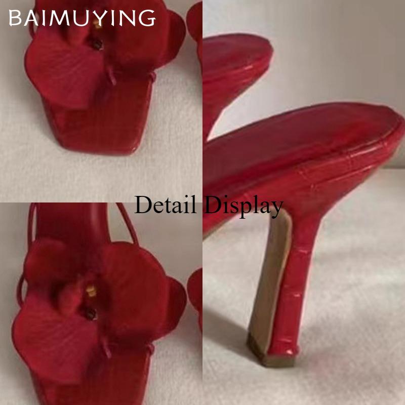 Fashion Elegant Flower Women Slippers High Heels Square Toe Official Shoes Fashion Pumps 2025 New  Trend Spring Designer Women Sandals