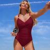 2026 European and American New One-piece Swimsuit Female Sexy Solid Color Sports Bikini Swimsuit Spot