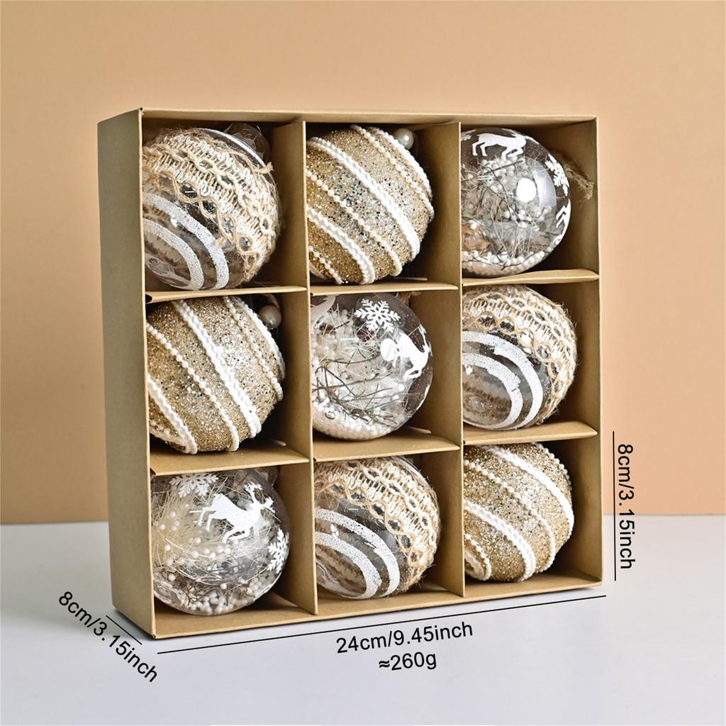 Transparent Gold Glitter Christmas Ornaments, Creative Linen Christmas Balls, Christmas Tree Decorations, Party Ornaments