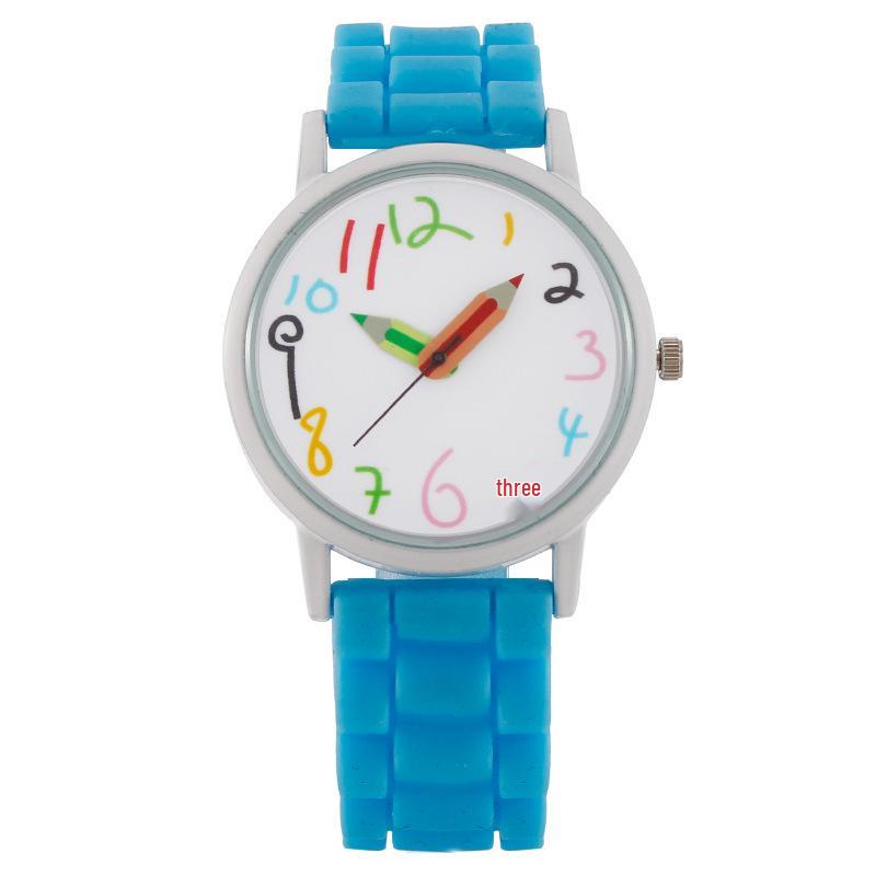 Cartoon Colorful Number Women's Jelly Silicone Strap Quartz Wristwatch