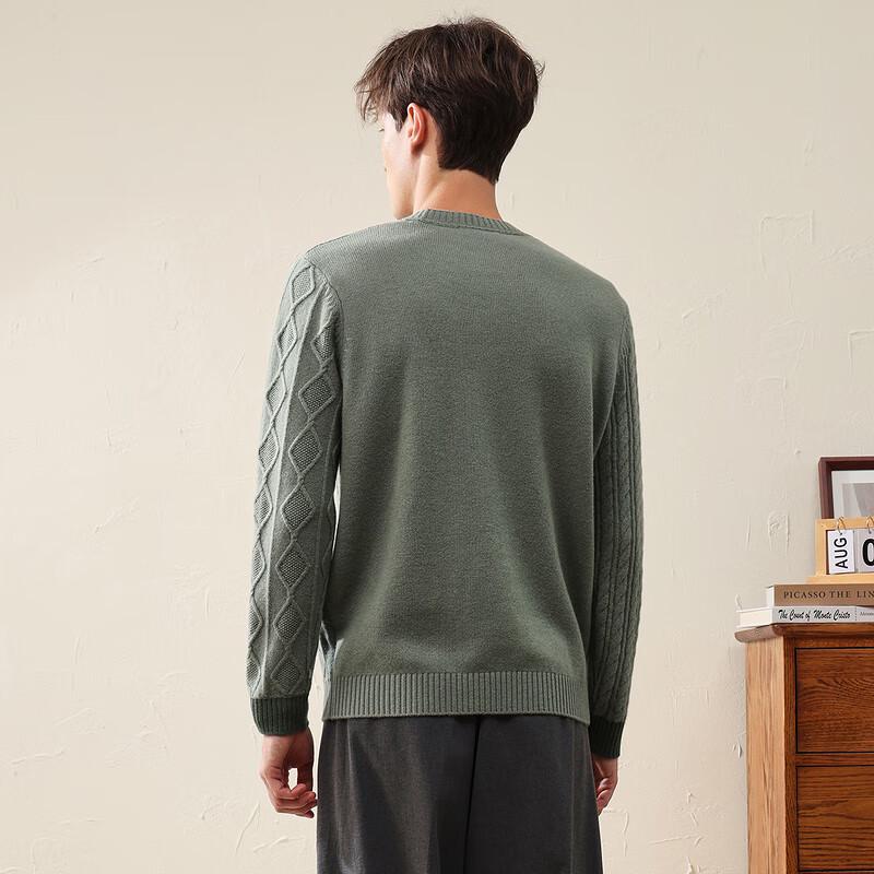 Herren Rundhals Zopfmuster 100% Wolle Pullover