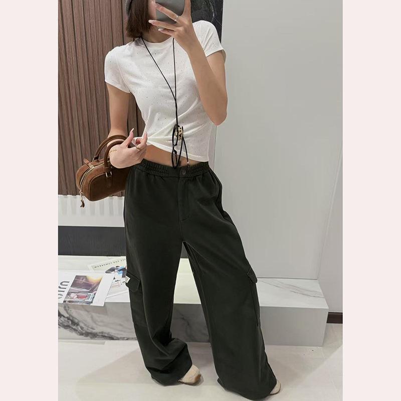 2025 Fall Retro Wide-Leg Pants with Big Pockets and Drawstring