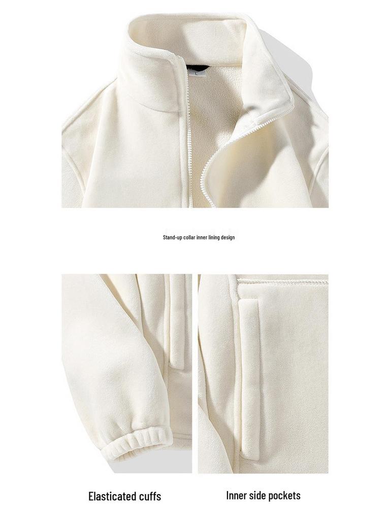 Unisex Silver Fox Fleece 3-in-1 Windbreaker, Detachable Two-Piece Velvet-Thickened Hiking Jacket for Couples