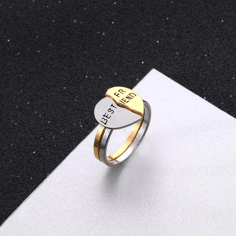 Creative Love Friendship 2 pcs Pair Bridal Set Rings For Men Women Stainless Steel Ring Unisex Accessories Designer  Gift