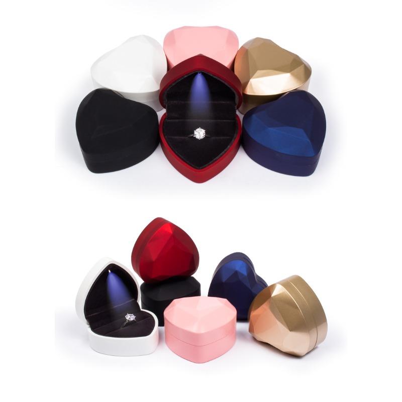 Heart-shaped Led Lighted Jewelry Box, Diamond Ring Gift Storage Packaging Box, Ring Box