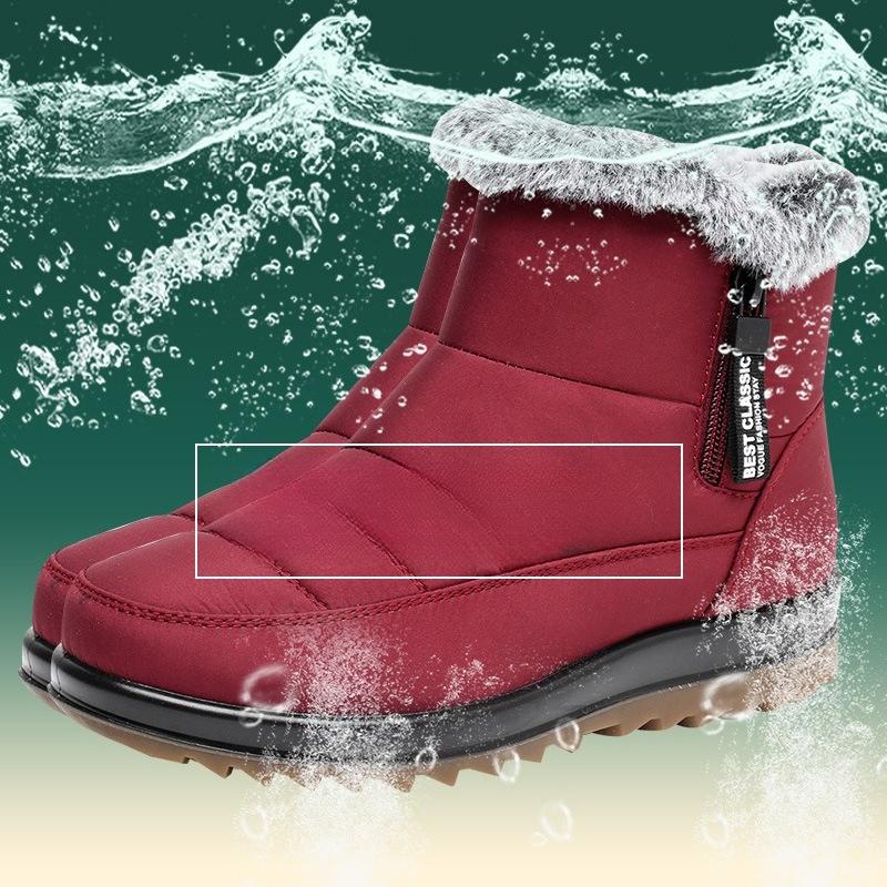 Snow Boots Women Waterproof Non Slip Warm Ankle Boots Fake Fur Zip Platform Cotton Boot Comfy Winter Boots Women Botas Mujer