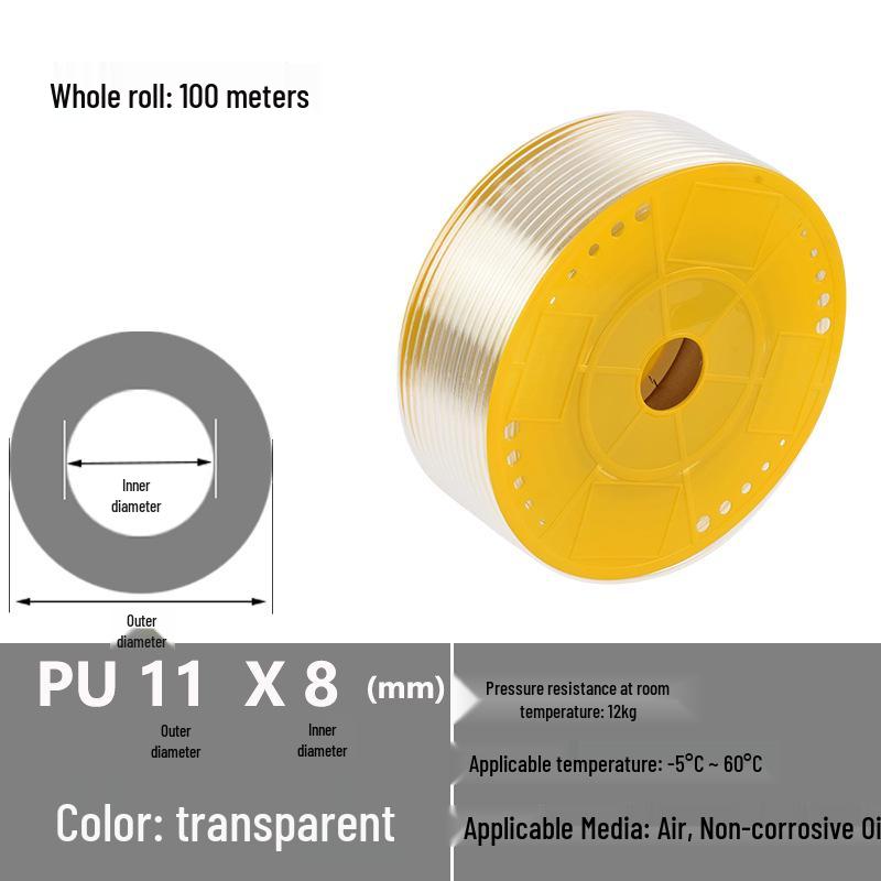 Transparent High-Pressure Pneumatic Air Hose: 8x4.5, 6x3.7, 9x6, 12x9 Sizes